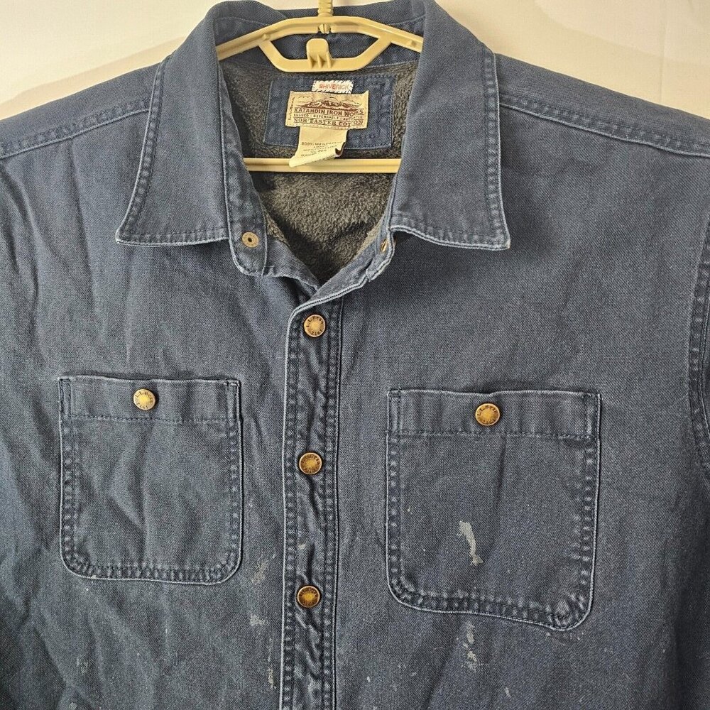 READ LL Bean Katahdin Iron Works Shirt Jacket Mens XL Fleece Lined Workwear Snap - Picture 3 of 11